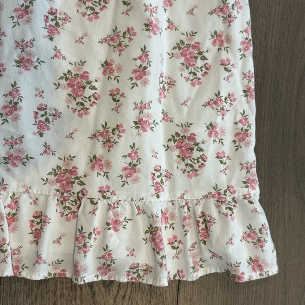HOLLISTER Floral Mini Dress Size L sweetheart Babydoll Prairie Peasant - Picture 5 of 9